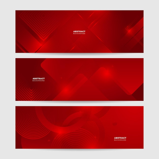 Banner largo de vector abstracto rojo moderno Fondo mínimo con ondas flechas formas geométricas y espacio de copia para texto Portada de redes sociales y plantilla de banner en toda la web