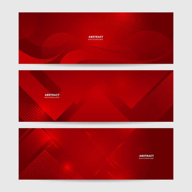 Banner largo de vector abstracto rojo moderno Fondo mínimo con ondas flechas formas geométricas y espacio de copia para texto Portada de redes sociales y plantilla de banner en toda la web