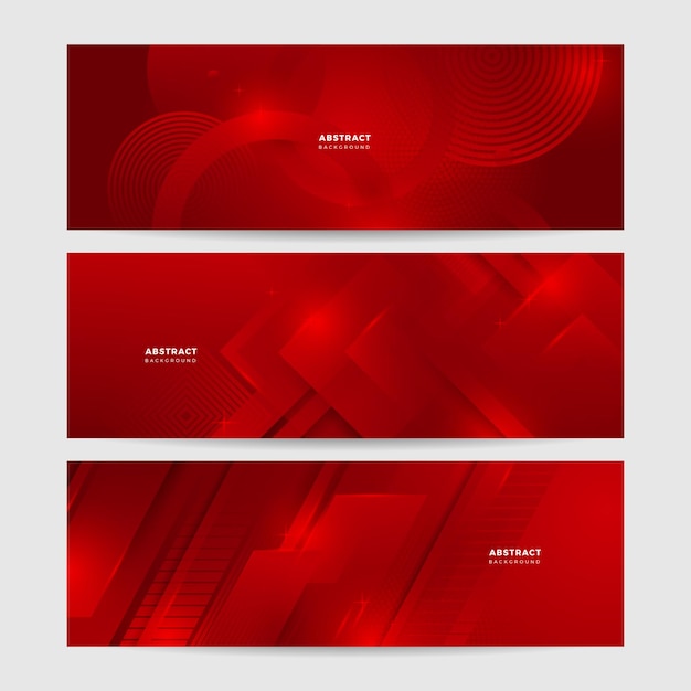 Banner largo de vector abstracto rojo moderno Fondo mínimo con ondas flechas formas geométricas y espacio de copia para texto Portada de redes sociales y plantilla de banner en toda la web
