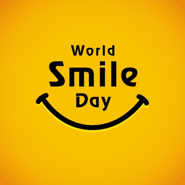 Banner de letras del Día Mundial de la Sonrisa, diseño de plantilla. Icono y texto sonrientes felices. emoticono vectorial