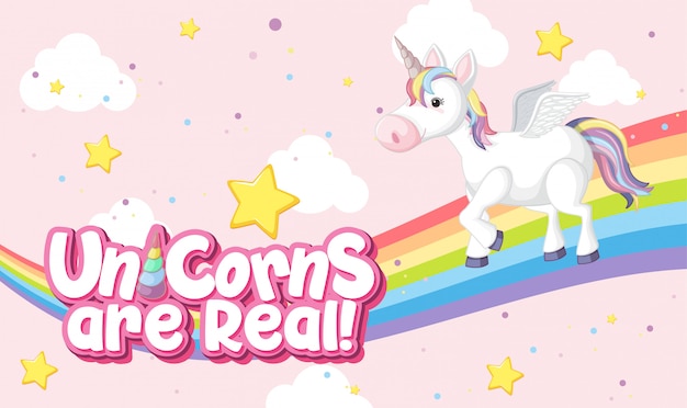 Banner lindo unicornio en color de fondo pastel