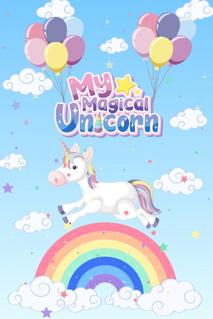 Banner lindo unicornio en color de fondo pastel