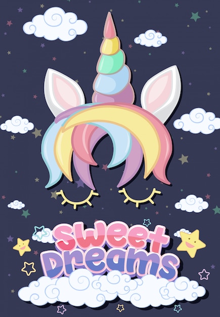 Vector banner lindo unicornio en color de fondo pastel