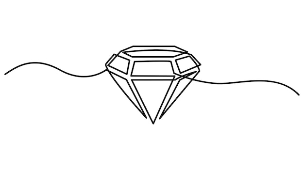 Banner de una línea continua de diamantes Banner de un concepto de joyería de arte de línea de diamantes preciosos