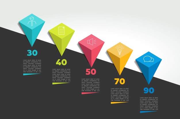 Banner de línea de tiempo infográfico Plantilla de informe paso a paso Vector