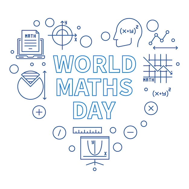 Banner de línea vectorial del concepto del Día Mundial de las Matemáticas Ilustración matemática