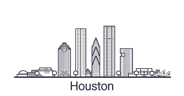 Banner lineal de la ciudad de houston. todos los edificios