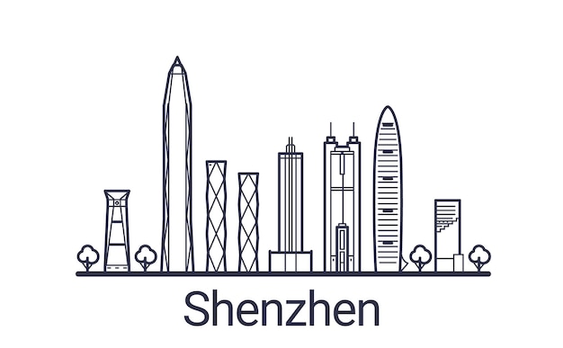 Banner lineal de la ciudad de Shenzhen dibujado a mano