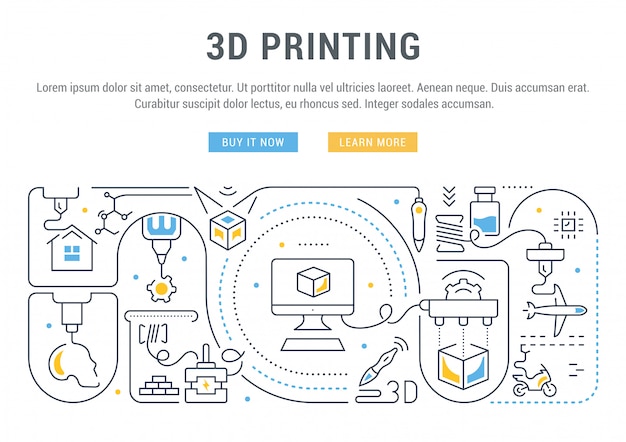 Vector banner lineal de impresión 3d.