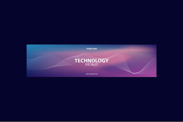 Vector banner de linkedin de tecnología fluida abstracta degradada vector gratuito