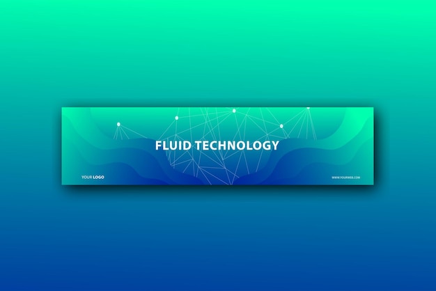 Banner de linkedin de tecnología de fluido azul abstracto degradado vector gratuito