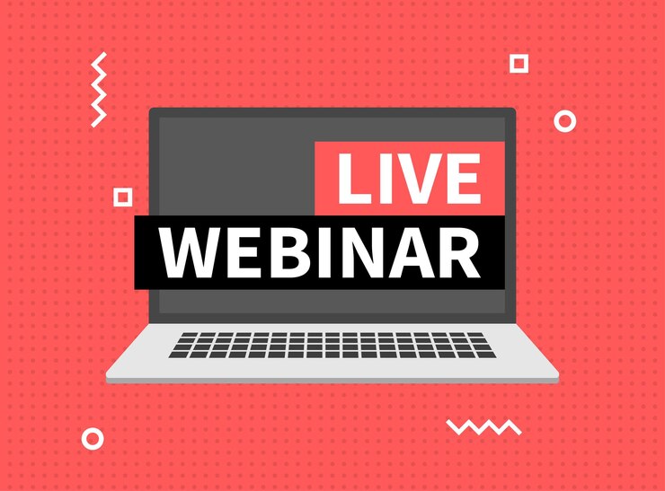 Vector banner live webinar video icono de conferencia de internet