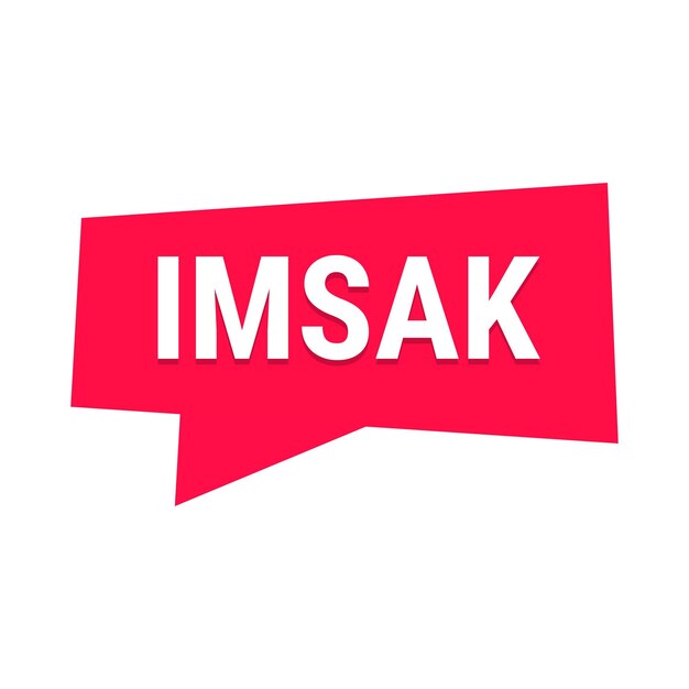 Banner de llamada de vector rojo de recordatorio de IMSAK para ayudarlo a comenzar su ayuno a tiempo