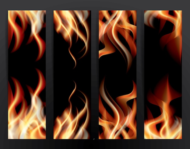 Vector banner con llamas de fuego.