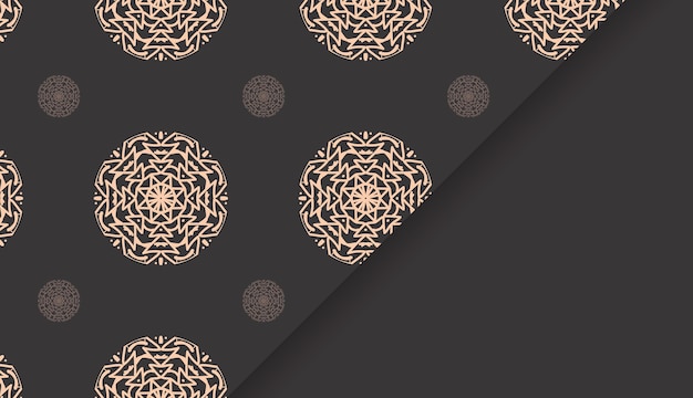 Banner de lujo negro con patrón geométrico beige.