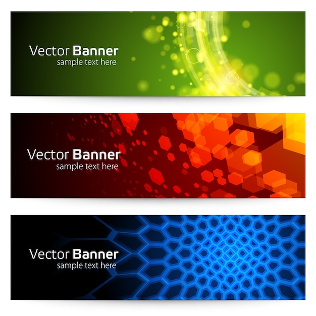 Vector banner con malla abstracta y formas geométricas.