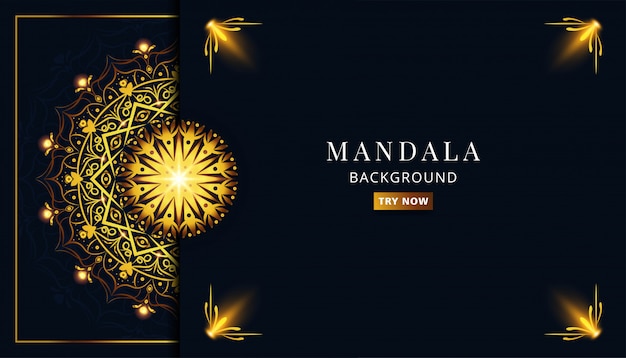 Banner de mandala dorado de lujo