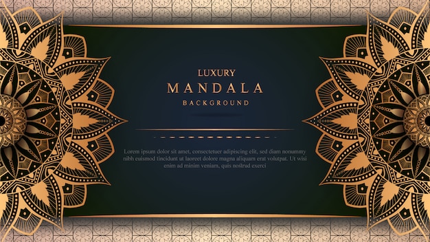 Vector banner de mandala de lujo con decoración dorada