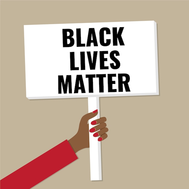 Banner en mano. concepto: las vidas de los negros importan, manifestación contra el racismo.