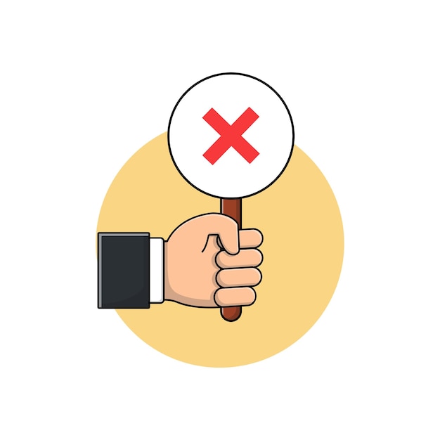 Banner de mano con señal de cruz Ilustración vectorial Diseño conceptual de respuesta negativa