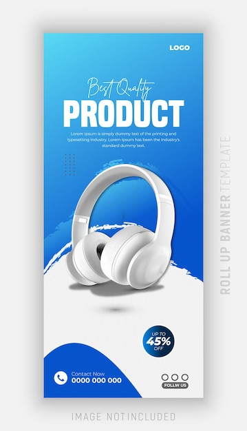 Banner de la marca de auriculares y plantillas de dispositivos de promoción