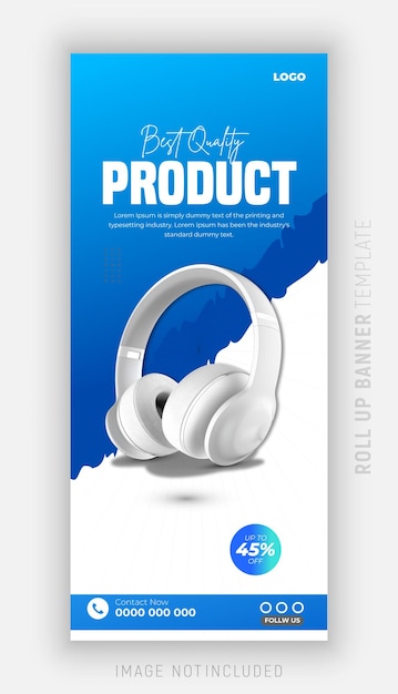 Banner de la marca de auriculares y plantillas de dispositivos de promoción