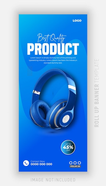 Banner de la marca de auriculares y plantillas de dispositivos de promoción