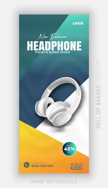 Banner de la marca de auriculares y plantillas de dispositivos de promoción