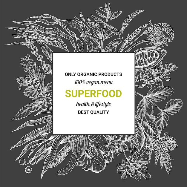 Banner de marco cuadrado de superalimento,