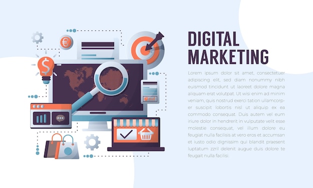 Vector banner de marketing digital