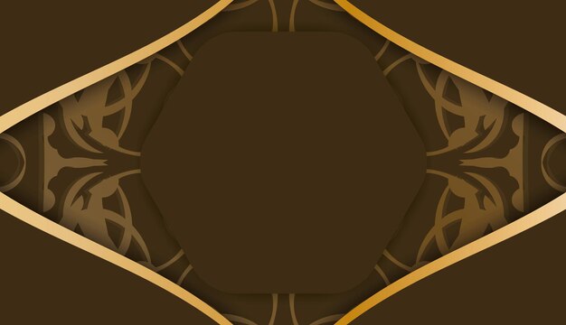 Banner marrón con lujosa ornamentación dorada y espacio para texto