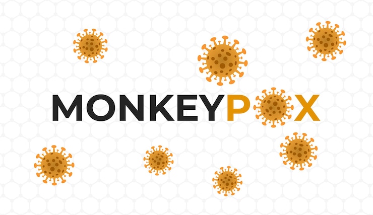 Vector banner médico del virus de la viruela del mono infecciones microbiológicas de la viruela del mono deshabilitar antecedentes vectoriales
