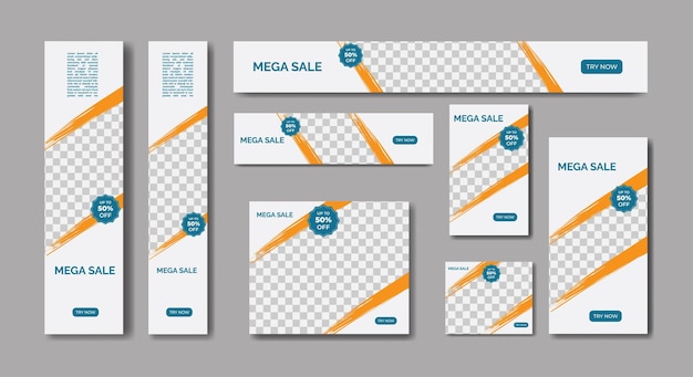 Vector banner de mega venta, diseño de plantilla de banner publicitario