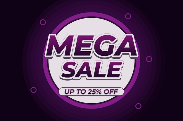 Vector banner de mega venta con estilo de fondo morado