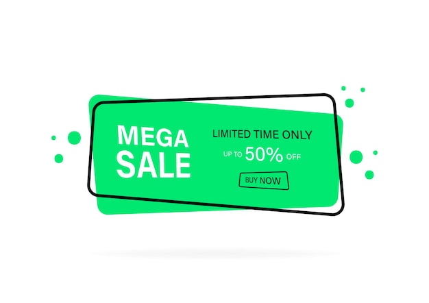 Banner de mega venta. limitado solo hoy hasta un 50 por ciento de descuento. ilustración vectorial plana