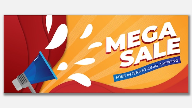 Banner de mega venta con megáfono