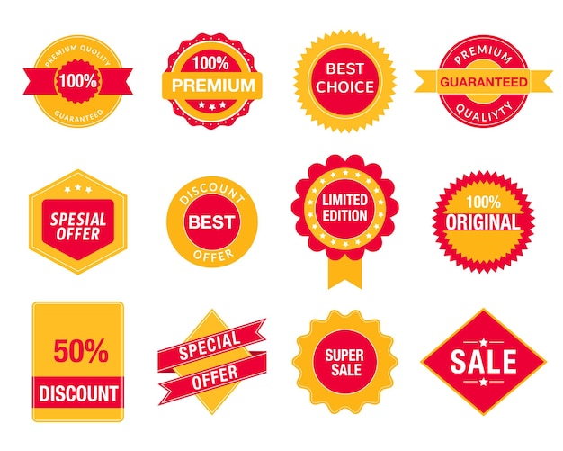 Banner de mejores ofertas de descuento Colección de etiquetas de ofertas especiales Conjunto de elementos de banner para el sitio web