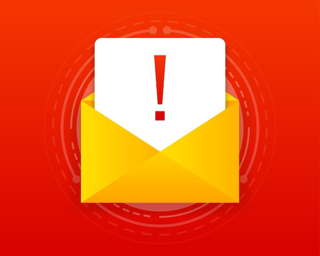 Banner de mensaje de correo electrónico de error. mensaje rojo de alerta de estafa. ilustración vectorial