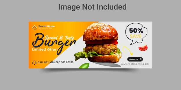 Banner de menú de comida y plantilla de portada de facebook de restaurante