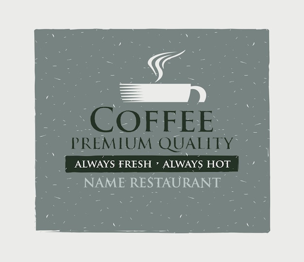 banner de menú con inscripción y taza de café