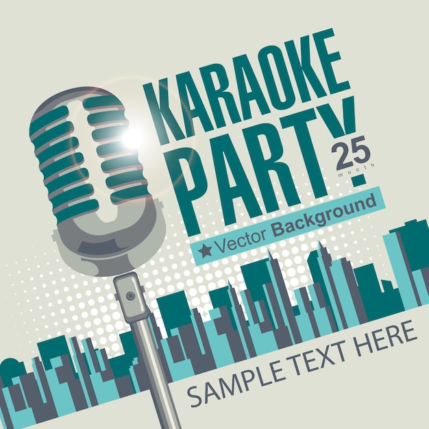 Vector banner con micrófono para fiesta de karaoke