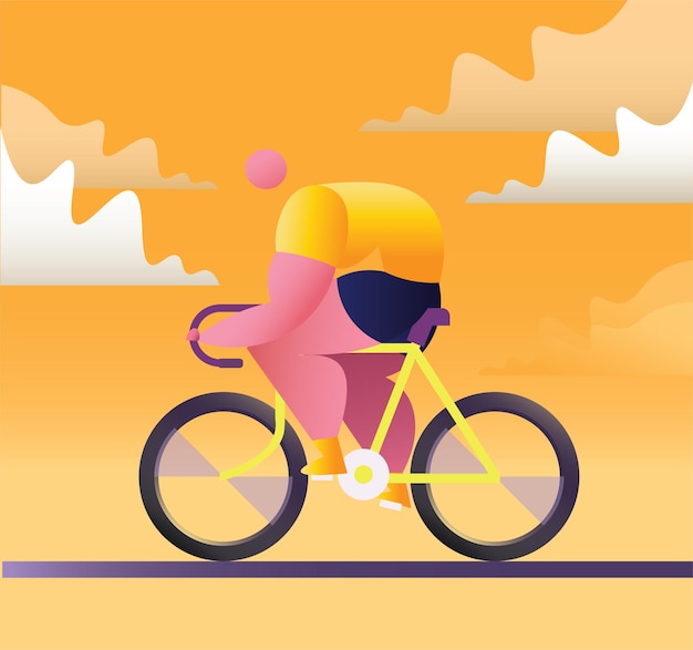 Vector banner minimalista de ciclista de dibujos animados