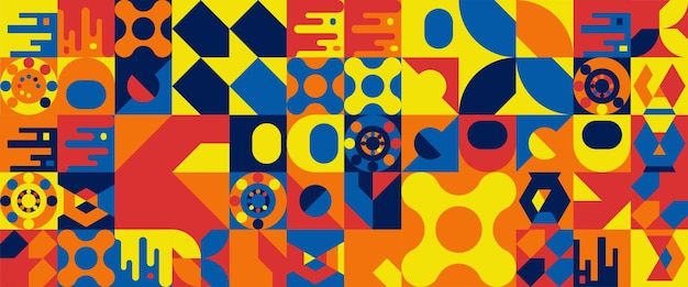 Banner de moda abstract vectorial colorido con diseño geométrico de mosaico Para fondo de banner presentación de negocios o tecnología folleto web diseño de portada papel tapiz