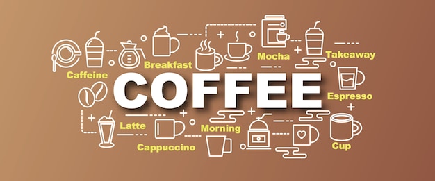 Banner de moda de vector de café