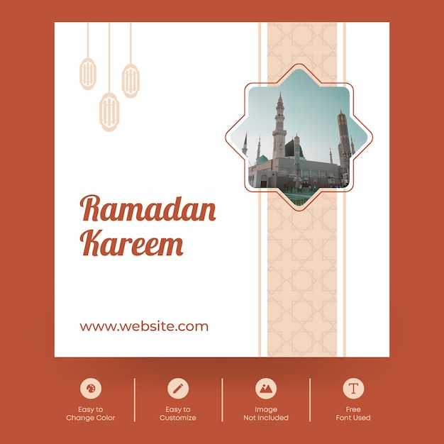 Banner moderno de redes sociales de ramadan kareem