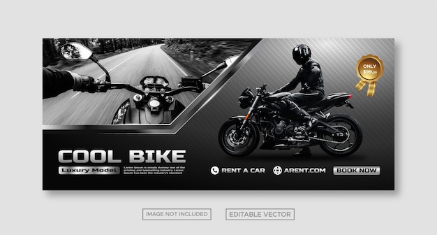 Vector banner de motocicleta publicación en redes sociales banner de portada de facebook