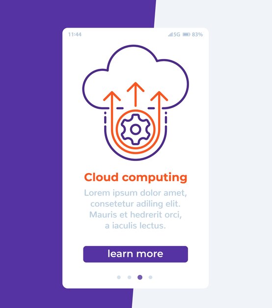 Banner móvil de computación en la nube con icono de línea