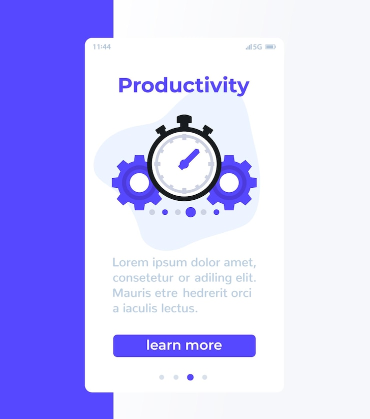 Vector banner móvil de productividad con icono de vector
