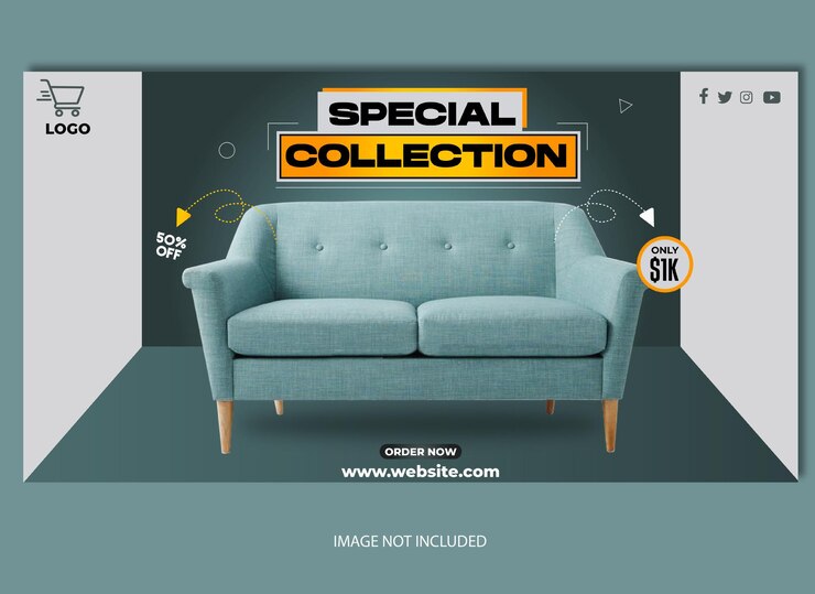 Vector banner de muebles y accesorios
