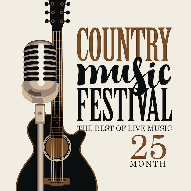 Vector banner para música country con guitarra